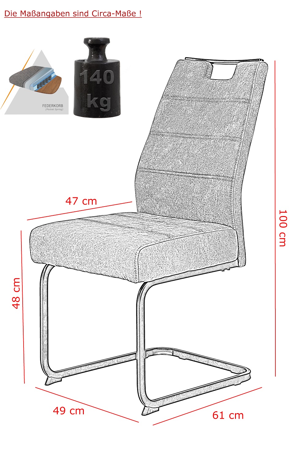 Stuhl Kerstin Anthrazit Schwingstuhl Schwinger Esszimerstuhl Esszimmer Küchenstuhl Küche